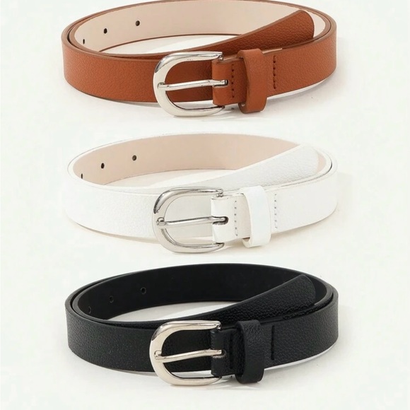 Women's Leather Belt Set - Black, White, and Brown - Picture 7 of 7